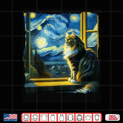 Design Cat Maine Coon Starry Night Maine Coon Shirt