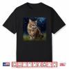 Cute Maine Coon Cat In A Starry Sky Night Painting Shirt