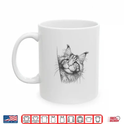Mug Cute Maine Coon Cat Peeking Professional Graphic Shirt