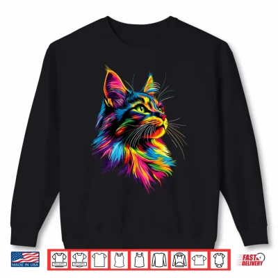 Maine Coon Cat Colorful Rainbow Color Popart Maine Coon Cats Shirt 2 Sweatshirt Maine Coon Cat Colorful Rainbow Color Popart Maine Coon Cats Shirt