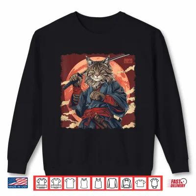 Maine Coon Cat Japanese Art Samurai Ukiyo E Shirt 2 Sweatshirt Maine Coon Cat Japanese Art Samurai Ukiyo e Shirt