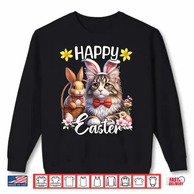 Sweatshirt Maine Coon Cat Happy Easter Cute Maine Coon Cat Shirt