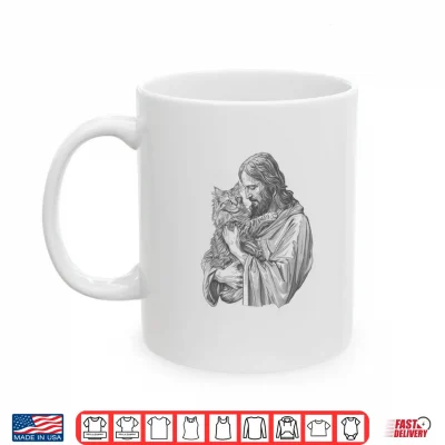 Mug Maine Coon Cat Love Jesus Shirt