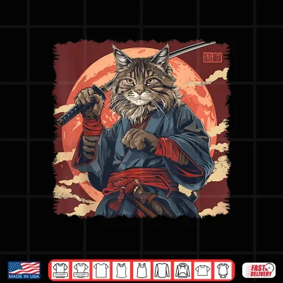 Maine Coon Cat Japanese Art Samurai Ukiyo E Shirt 4 Design Maine Coon Cat Japanese Art Samurai Ukiyo e Shirt