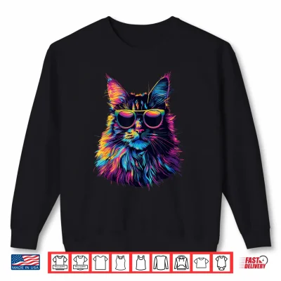 Sweatshirt Maine Coon Cat Lovers Design Pop Art Funny Maine Coon Cat Shirt