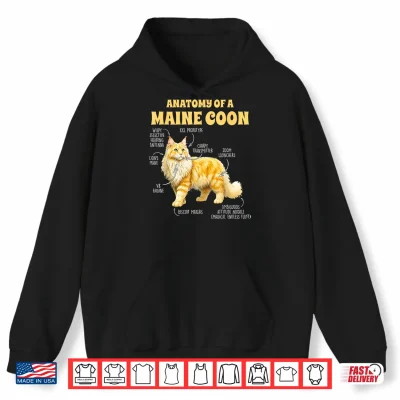 Hoodie Maine Coon Lover Cat Mom Cat Mama Anatomy Of A Maine Coon Shirt