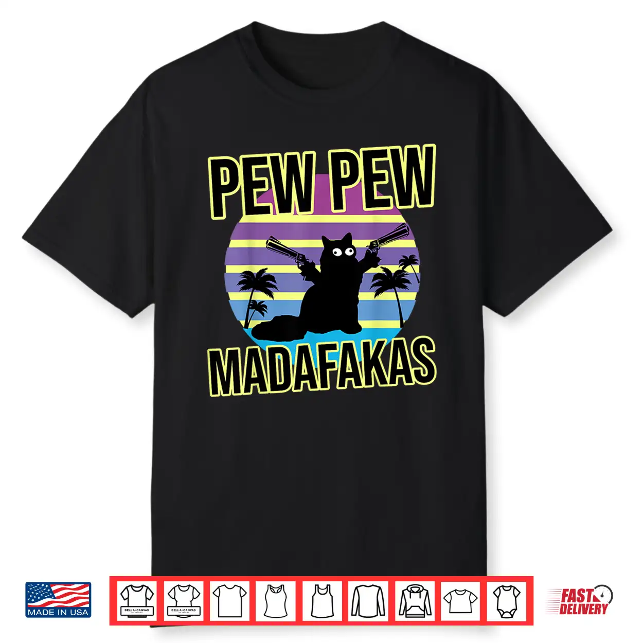 Pew Pew Madafakas Vaporwave Cat Maine Coon Shirt