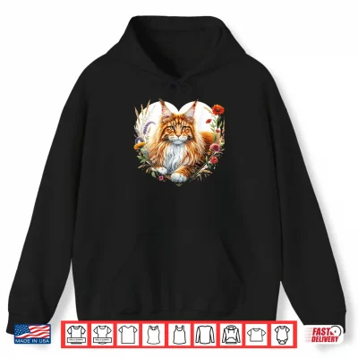 My Cat Is My Valentine Cute Orange Maine Coon Cat In A Heart Shirt 1 Hoodie My Cat Is My Valentine Cute Orange Maine Coon Cat In A Heart Shirt