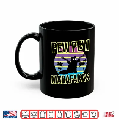 Mug Pew Pew Madafakas Vaporwave Cat Maine Coon Shirt