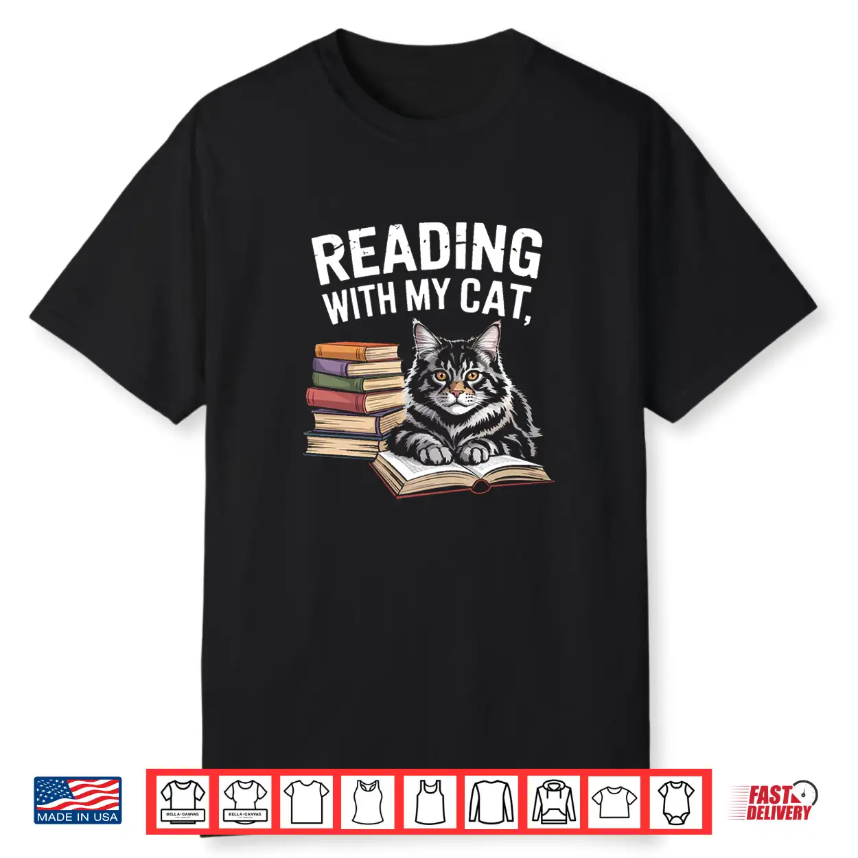 Realistic Maine Coon Cat Reading Companion Shirt