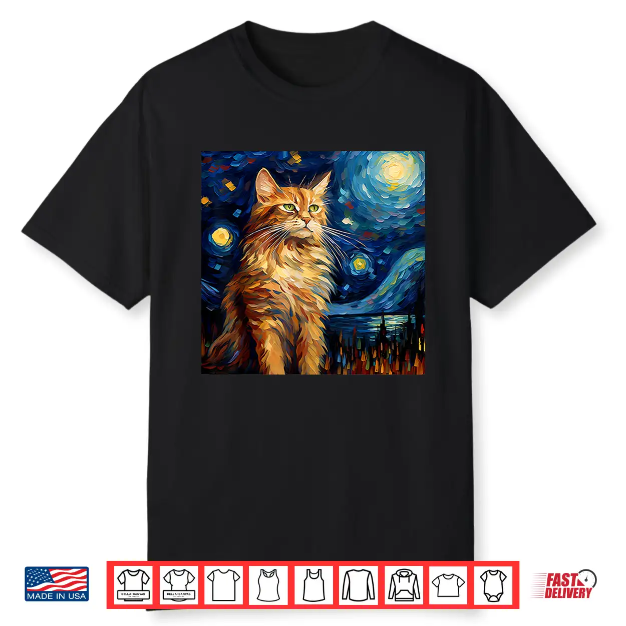 Surreal Starry Night Maine Coon Cat Shirt