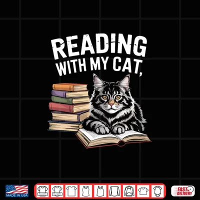 Design Realistic Maine Coon Cat Reading Companion Shirt