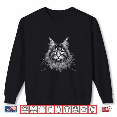 Cat Fingerprint Maine Coon Dad Mom Shirt 2 Sweatshirt Cat Fingerprint Maine Coon Dad Mom Shirt 1