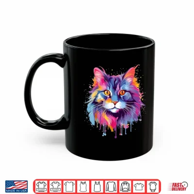 Mug Colorful Splash Art Maine Coon Cat Face Shirt
