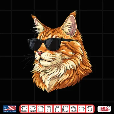 Cool Maine Coon Cat Wearing Sunglasses Funny Cats Lover Shirt 4 Design Cool Maine Coon Cat Wearing Sunglasses Funny Cats Lover Shirt