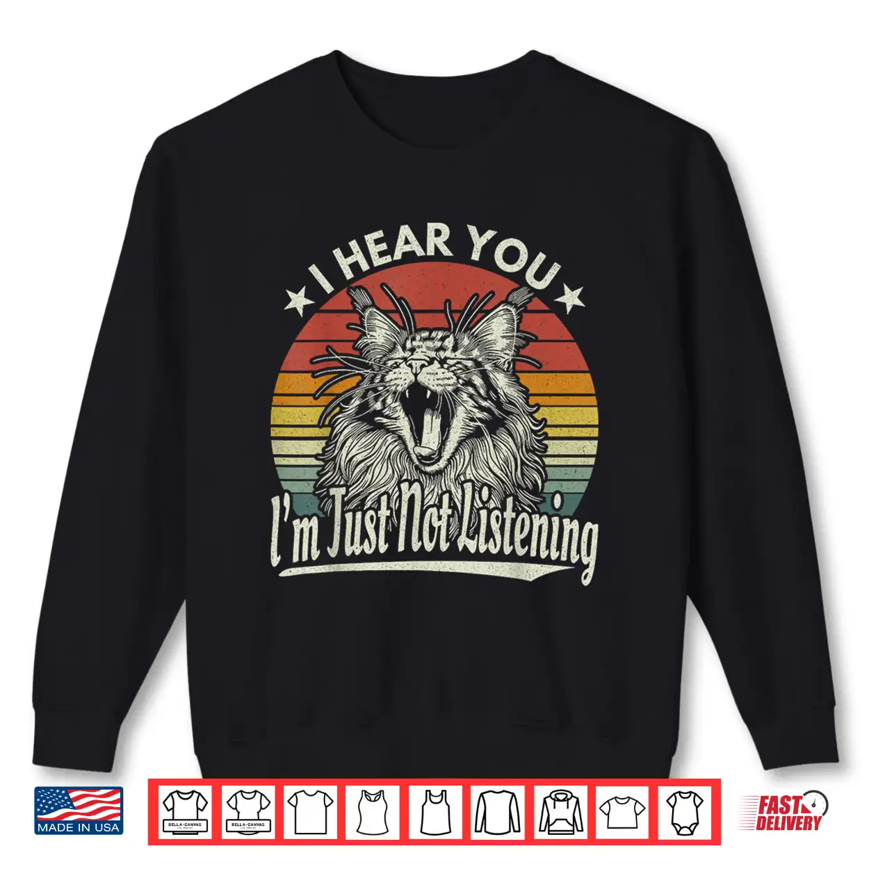 Cute Yawn Maine Coon I Hear You I’M Just Not Listening Retro Shirt Cute Yawn Maine Coon I Hear You I’M Just Not Listening Retro Shirt