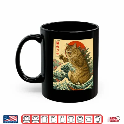 Mug Catzilla Maine Coon Cat Japanese Art Gifts For Men Women Kid Shirt 1