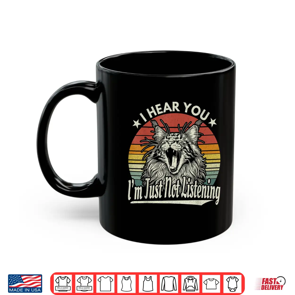 Cute Yawn Maine Coon I Hear You I’M Just Not Listening Retro Shirt Cute Yawn Maine Coon I Hear You I’M Just Not Listening Retro Shirt