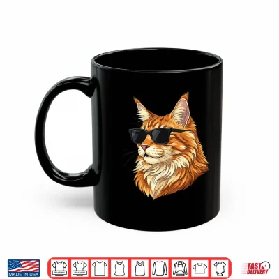 Mug Cool Maine Coon Cat Wearing Sunglasses Funny Cats Lover Shirt 1