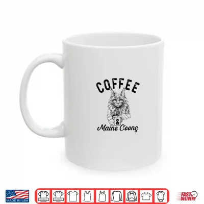 Mug Coffee and Maine Coon Cat sketch MaineCoon Cat kitten Shirt 1