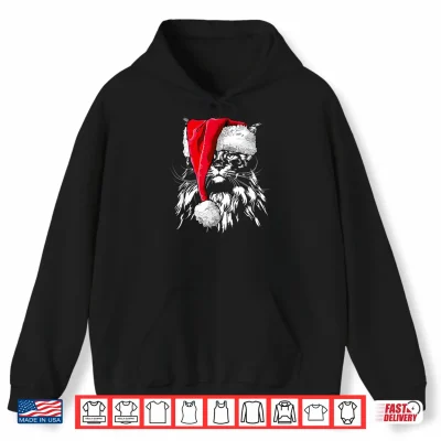 Hoodie Funny Maine Coon Santa Christmas cat mom gift present Shirt 1