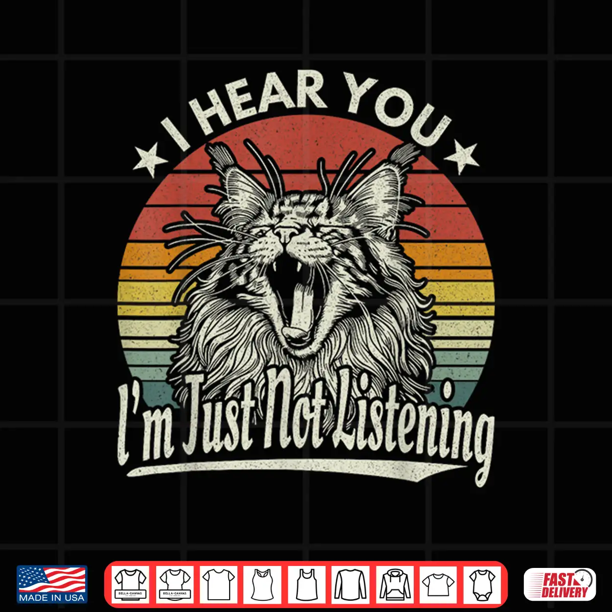 Cute Yawn Maine Coon I Hear You I’M Just Not Listening Retro Shirt Cute Yawn Maine Coon I Hear You I’M Just Not Listening Retro Shirt
