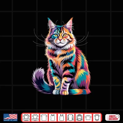 Geometric Maine Coon Cat Art Visionary Spirit Feline Totem Shirt 4 Design Geometric Maine Coon Cat Art Visionary Spirit Feline Totem Shirt