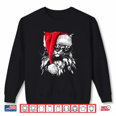 Sweatshirt Funny Maine Coon Santa Christmas cat mom gift present Shirt 1