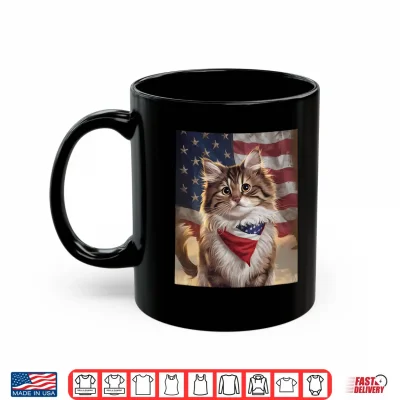 Mug Maine Coon Cat American Flag Independence Day 4th of July Shirt