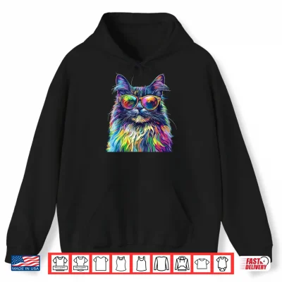 Hoodie Maine Coon Cat Lover Wearing Pop Art Funny Maine Coon Cat Shirt 1