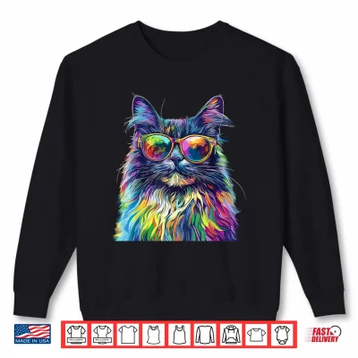 Sweatshirt Maine Coon Cat Lover Wearing Pop Art Funny Maine Coon Cat Shirt 1
