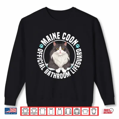 Sweatshirt Maine Coon Cat Official Bathroom Lifeguard Shirt 1