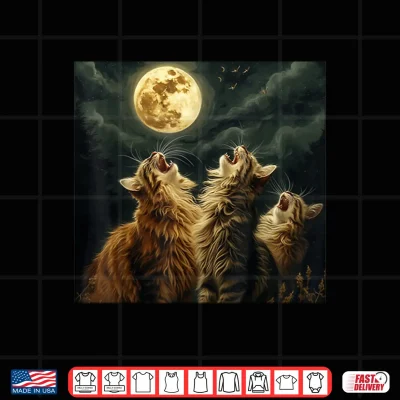 Design Maine Coon Howl At Moon Cat Lover Shirt 1