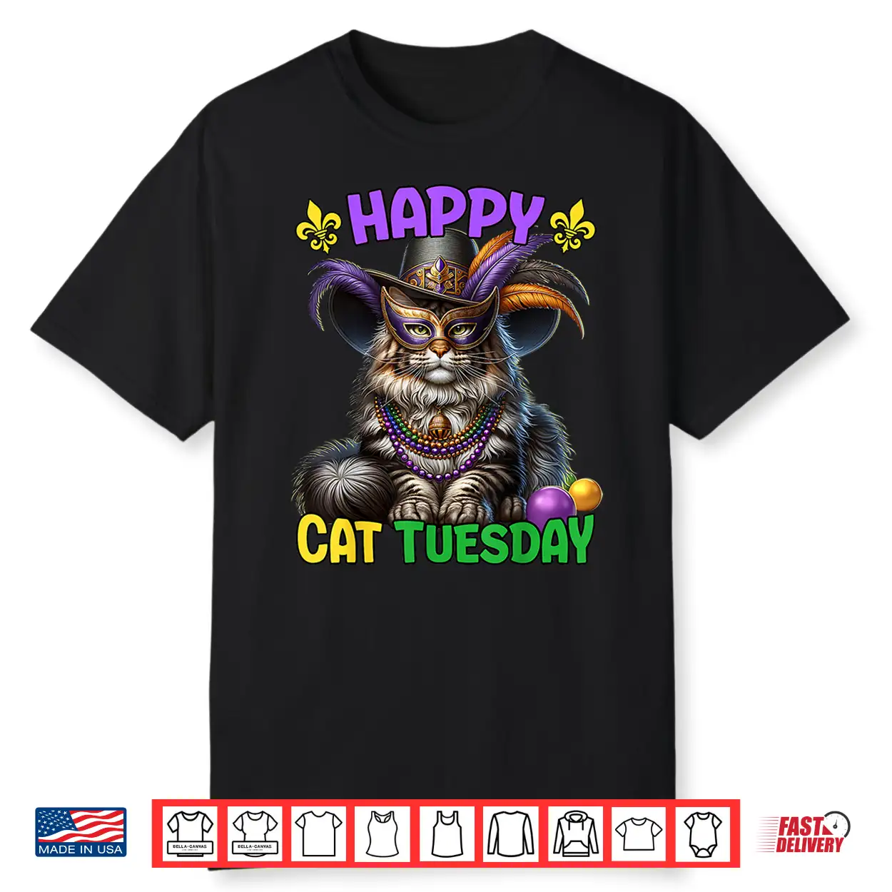 Mardi Gras Maine Coon Cat Tuesday Mardi Gras Shirt