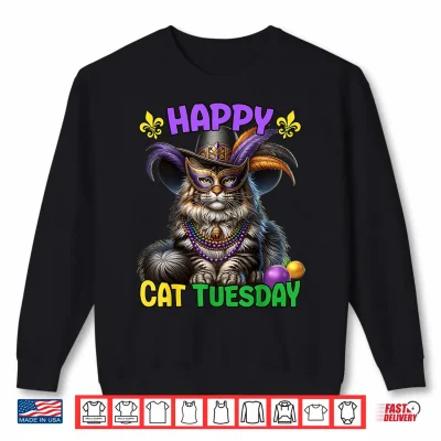 Sweatshirt Mardi Gras Maine Coon Cat Tuesday Mardi Gras Shirt 1