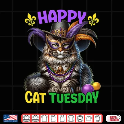 Design Mardi Gras Maine Coon Cat Tuesday Mardi Gras Shirt
