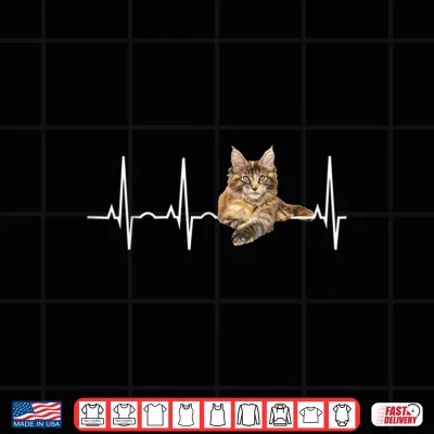 Design Maine Coon TShirt Cat Lover Heartbeat Gift Shirt 1