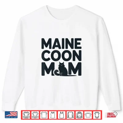 Sweatshirt Minimalist Maine Coon Cat Mom Design for Cats Lover Shirt 1