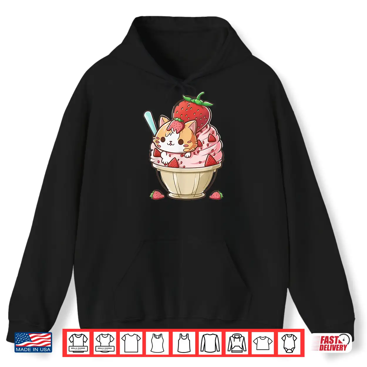 Strawberry Ice Cream Sundae Kitten Gelato Berry Cat Sorbet Men Women Kids Shirt