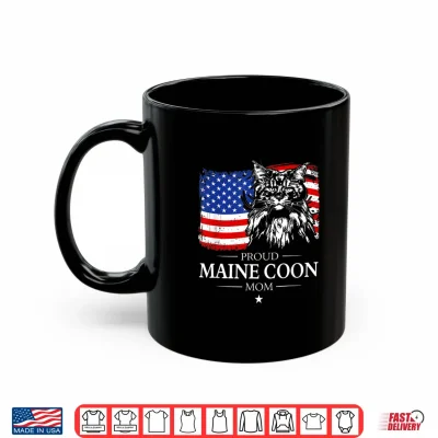 Mug Proud Maine Coon Mom American Flag patriotic cat gift Shirt 1