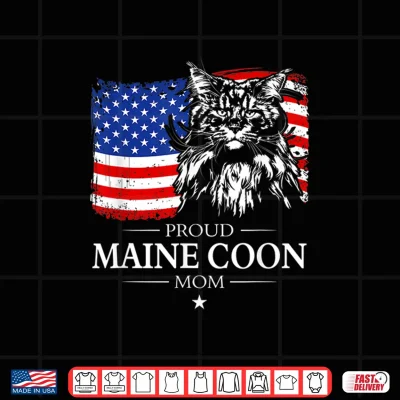 Design Proud Maine Coon Mom American Flag patriotic cat gift Shirt 1