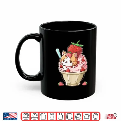 Mug Strawberry Ice Cream Sundae Kitten Gelato Berry Cat Sorbet Men Women Kids Shirt 1