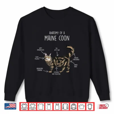 Sweatshirt Anatomy of a Maine Coon Cat Funny Cute Shirt