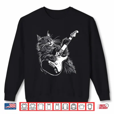 Sweatshirt Cat Guitarist Guitar Maine Coon Dad Mom Shirt