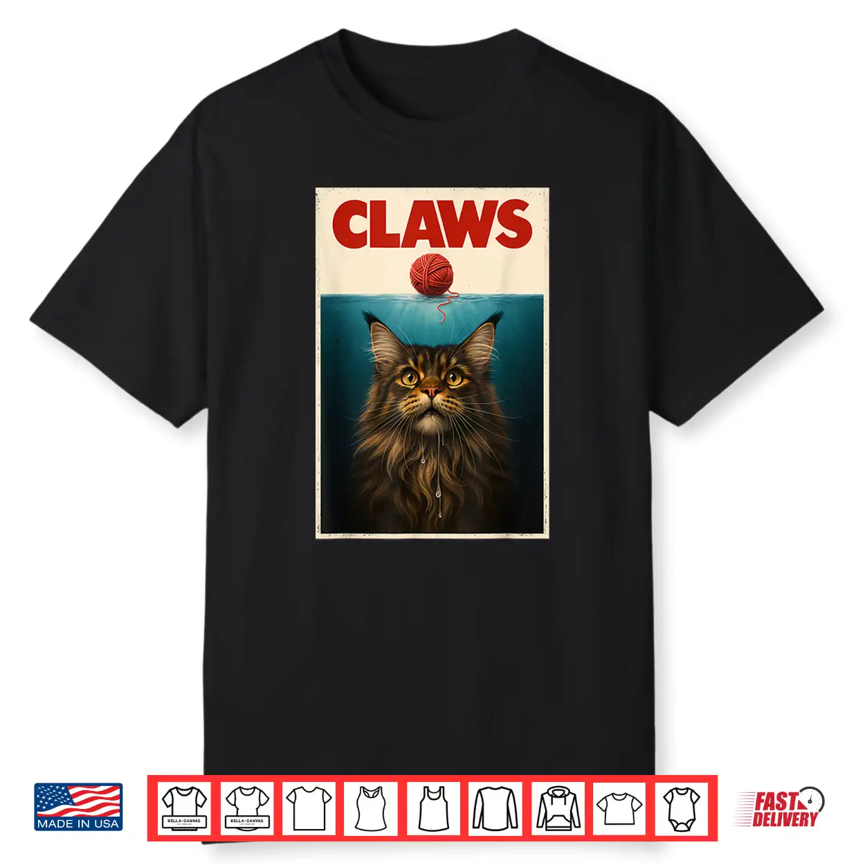 Funny Maine Coon Cat Claws Yarn Ball Top Kitten Shirt For Men Women Kids