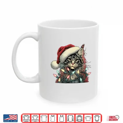 Mug Maine Coon Cat Chew Christmas Light Xmas Holiday Funny Cute Shirt