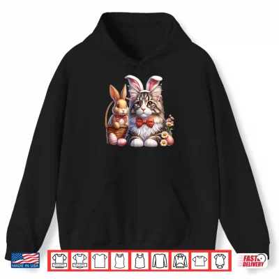 Hoodie Maine Coon Cat Easter Maine Coon Cat Happy Easter Shirt