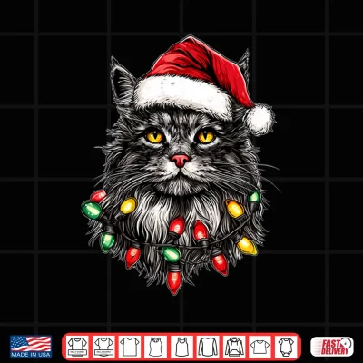 Design Maine Coon Cat Christmas Hat Xmas Shirt