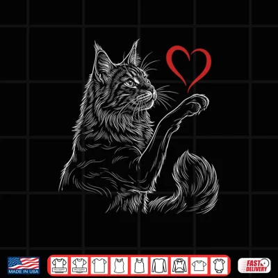 Design Maine Coon Cat Holding Heart Kitten Lover Design Valentines Shirt
