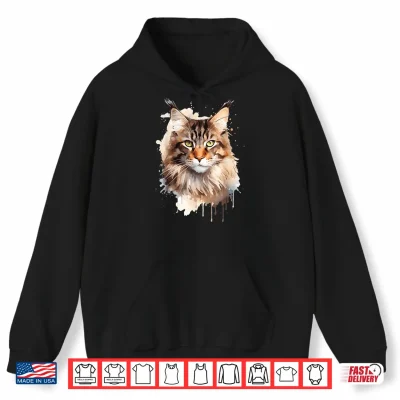 Hoodie Maine Coon Cat Lovers Design Pop Art Maine Coon Cat Shirt